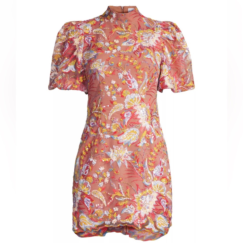 Elliatt closure-puff sleeve embellished mini dress